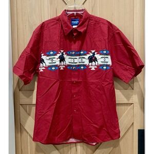 Vintage 90s Wrangler Aztec Bull Rider Rodeo Western Pearl Snap Shirt Size XL